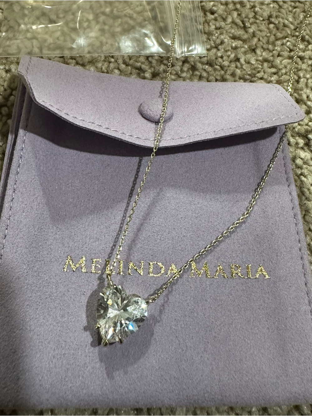 New Melinda Maria 18K Gold Plated Crystal Heart Diamondette Pendant Necklace 19"